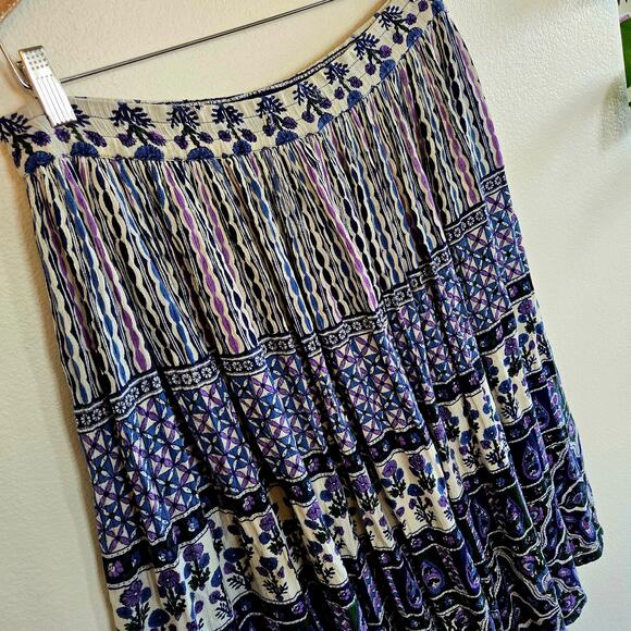 Vintage Elastic waist tiered midi maxi peasant skirt 1980s - Picture 2 of 6